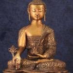 Pure Brass Handcrafted Medicine Buddha Statue with Dragon Carvings - 22"